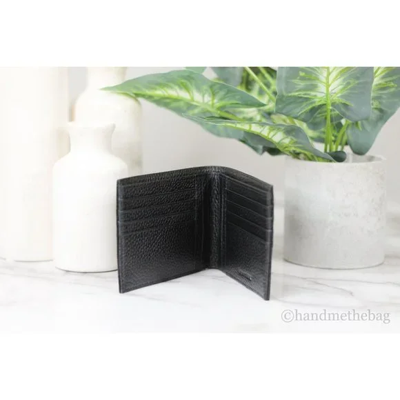 NEW Emporio Armani Black Bi-Fold Organizer Wallet  Grainy Pebbled Leather NWT - Picture 4 of 7